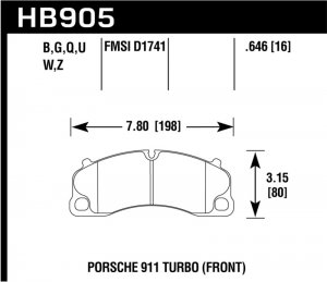 Porsche 911 Brake Pads - Front - Hawk Performance - HP Plus - `14-`18