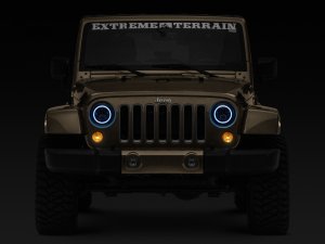 Jeep Wrangler JK LED Headlights - Raxiom - RGB Halo - Black - `07-`18