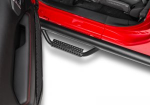 Jeep Gladiator Nerf Step - N-Fab - Wheel to Wheel, 3 in. Main Tube Diameter, 2 Steps per Side - Textured Black - `20-`24