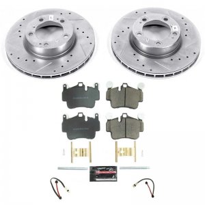Porsche 911 Brake Kit - Front - PowerStop - Drilled & Slotted Rotors + Carbon-Fiber Ceramic Pads - `06-`08