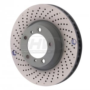 Porsche 911 Brake Rotor (1) - Left Front - SHW Performance - Drilled-Dimpled MB - 3.8L - 2012