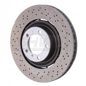 Porsche 911 Brake Rotor (1) - Left Front - SHW Performance - Drilled-Dimpled LW - 3.8L - `14-`19