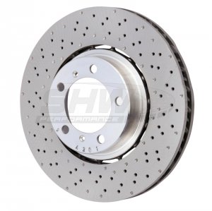 Porsche 911 Brake Rotor (1) - Left Front - SHW Performance - Drilled-Dimpled LW - `18-`19