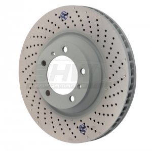 Porsche 911 Brake Rotor (1) - Right Front - SHW Performance - Drilled-Dimpled MB - 3.8L - `07-`13