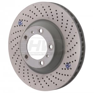Porsche 911 Brake Rotor (1) - Right Front - SHW Performance - Drilled-Dimpled - `09-`13