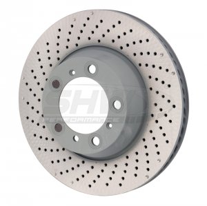 Porsche 911 Brake Rotor (1) - Rear Left - SHW Performance - Drilled-Dimpled MB - 3.8L - `15-`16