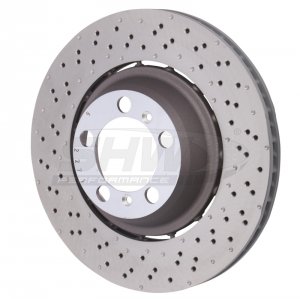 Porsche 911 Brake Rotor (1) - Left Rear - SHW Performance - Drilled-Dimpled Lightweight - 4.0L - `18-`19