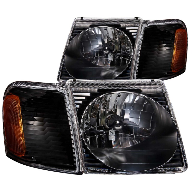 Ford Explorer Crystal Headlights - ANZO - Clear Lens with Corner Lights - Black - `01-`05