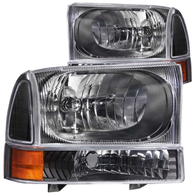 Ford Excursion Headlights - ANZO - Crystal, Clear Lens - Black - `00-`04