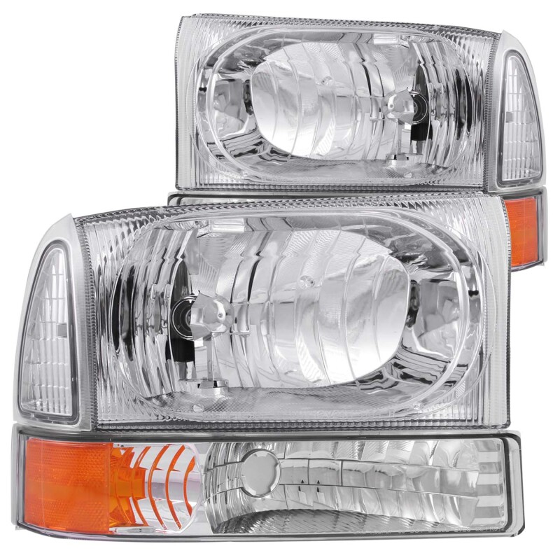 Ford Excursion Headlights - ANZO - Crystal - Chrome - `00-`04