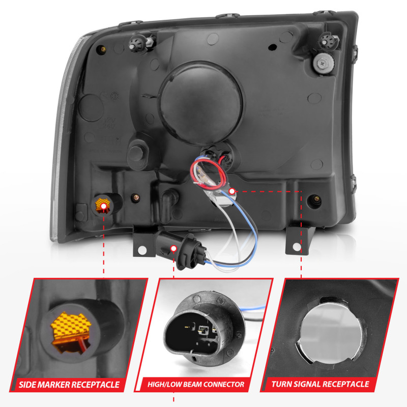 Ford Excursion Headlights - ANZO - Crystal, Clear Lens, LED - Chrome - `00-`04