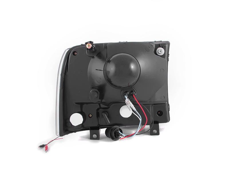 Ford Excursion Headlights - ANZO - Crystal with LED Strip - Black - `00-`04