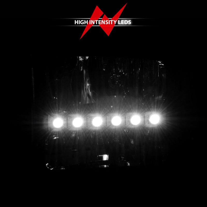 Ford Excursion Headlights - ANZO - Crystal with LED Strip - Black - `00-`04