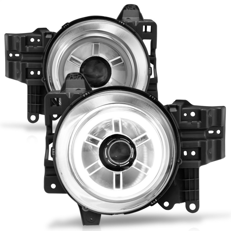 Toyota FJ Cruiser Projector Headlights - Front - ANZO - w/Halo - Clear Lens - Chrome Housing - CCFL - Chrome - `07-`13