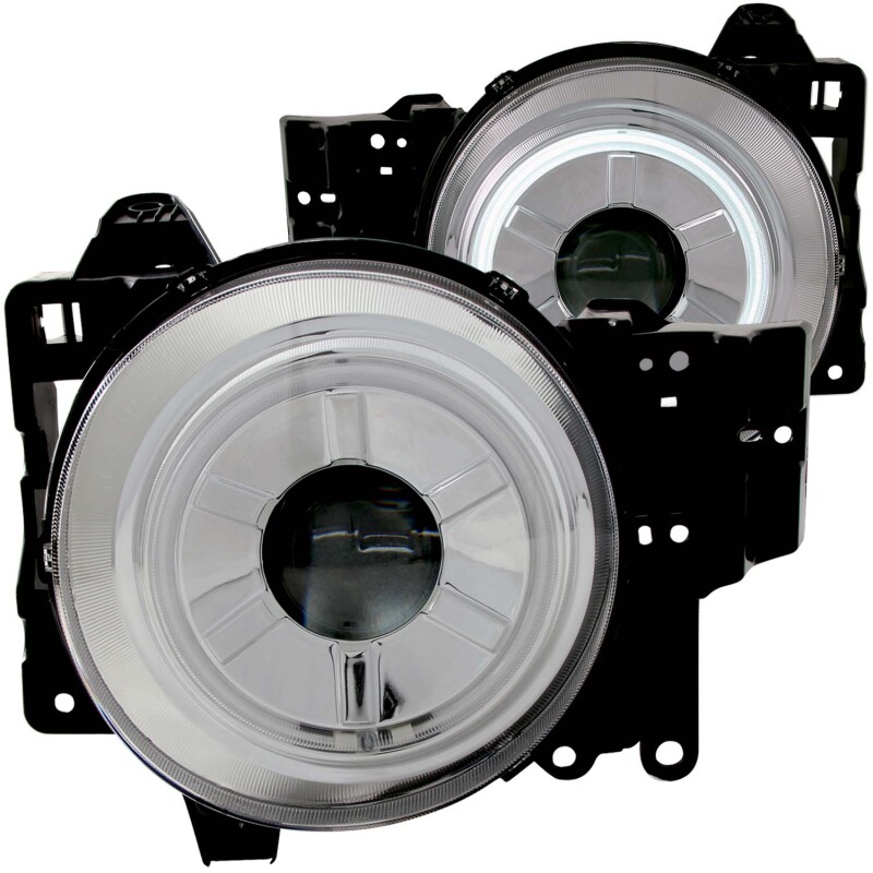 Toyota FJ Cruiser Projector Headlights - Front - ANZO - w/Halo - Clear Lens - Chrome Housing - CCFL - Chrome - `07-`13