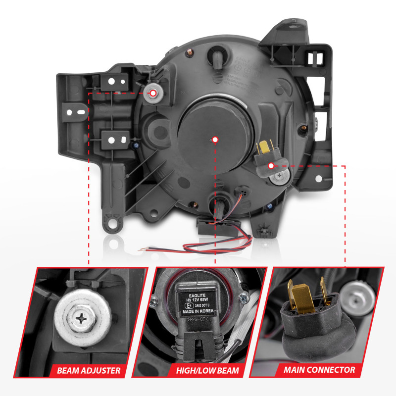 Toyota FJ Cruiser Projector Headlights - Front - ANZO - w/Halo - Clear Lens - Chrome Housing - CCFL - Chrome - `07-`13