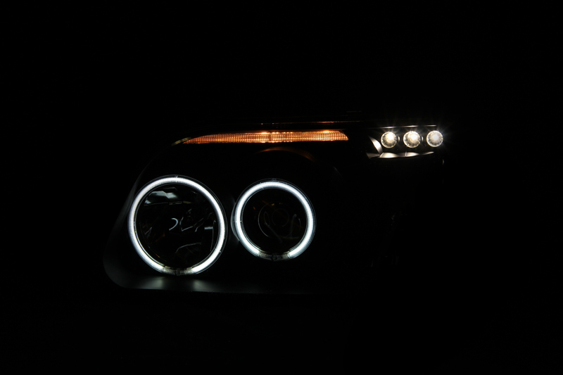 Ford Explorer Projector Headlights - ANZO - w/Halo, Clear Lens, Black Housing - Black - `95-`01