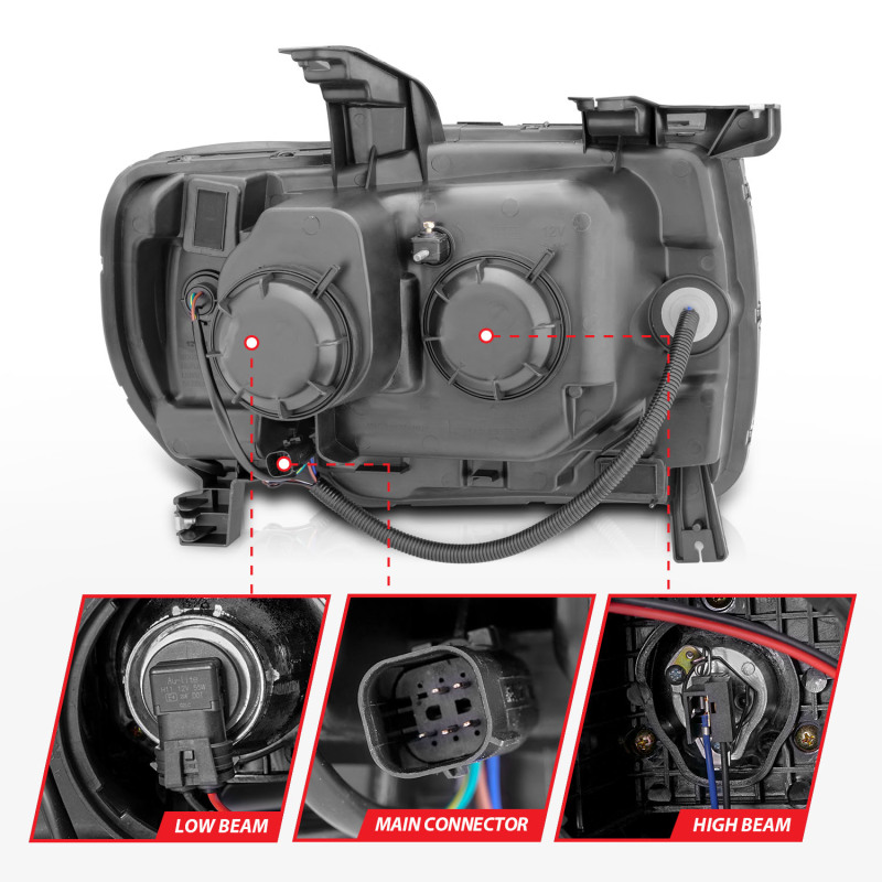 GMC Canyon Projector Headlights - ANZO - Plank Style Design - Black w/ Amber - `15-`27