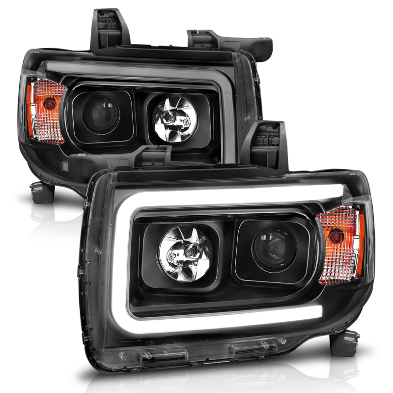 GMC Canyon Projector Headlights - ANZO - Plank Style Design - Black w/ Amber - `15-`27