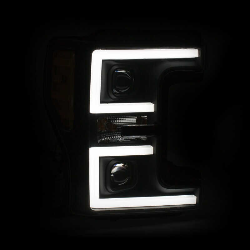 Ford F-450 Headlights - ANZO - LED/Projector, Plank-Style, Switchback - Black - `17-`27