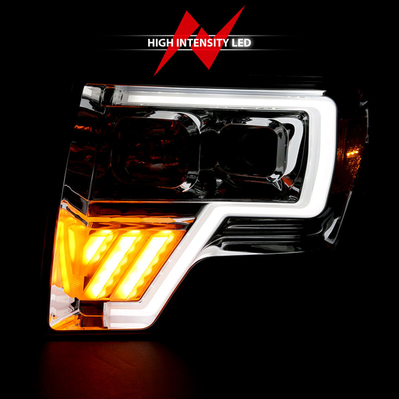 Ford F-150 Projector Headlight - ANZO - Clear Lens, Chrome with Amber Housing - Chrome Amber - `09-`14