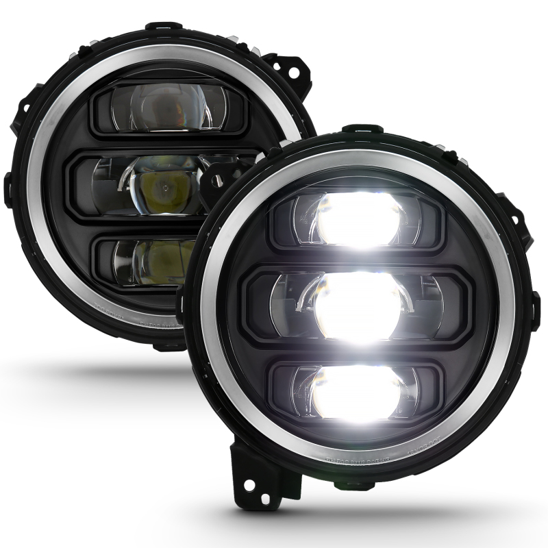 Jeep Wrangler LED/Projector Headlights - ANZO - Plank Style Design - Black - `18-`19