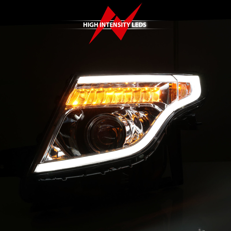 Ford Explorer Headlights - ANZO - Projector w/ Light Bar - Chrome - `11-`15