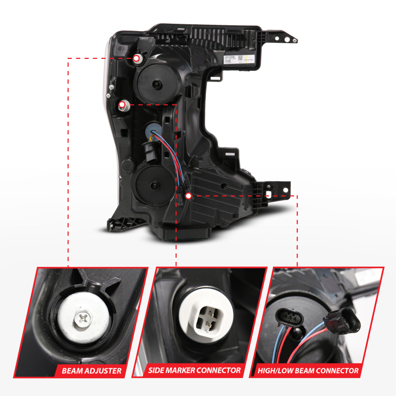 Ford Super Duty LED/Projector Headlights - Passenger Side - ANZO - Z-Series Full LED Projector Headlights SeqSig - `20-`22