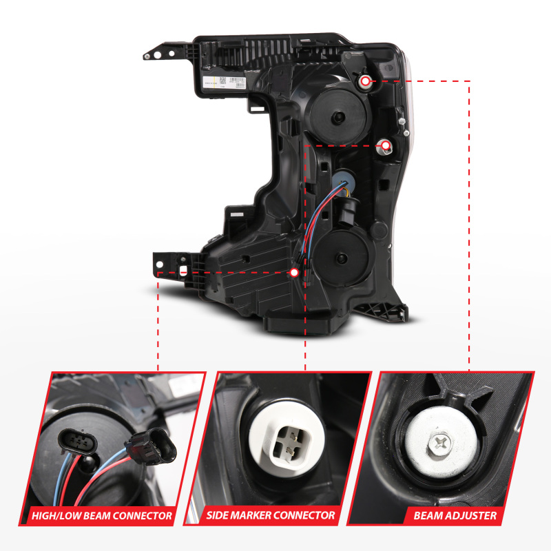 Ford Super Duty LED/Projector Headlights - Passenger Side - ANZO - Z-Series Full LED Projector Headlights SeqSig - `20-`22