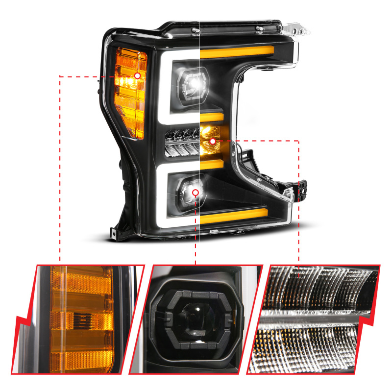 Ford Super Duty LED/Projector Headlights - Passenger Side - ANZO - Z-Series Full LED Projector Headlights SeqSig - `20-`22