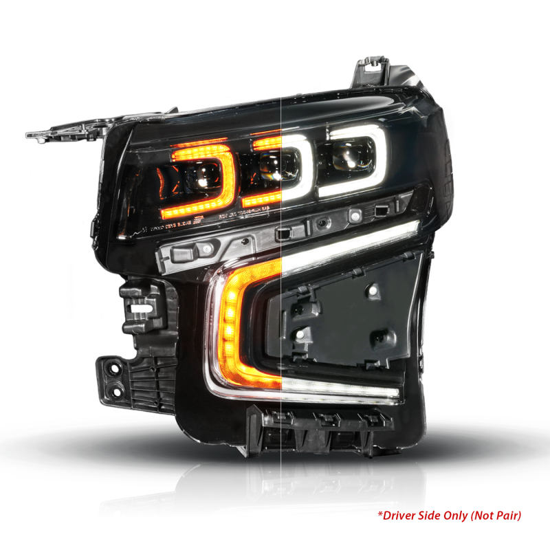 Chevrolet Tahoe LED/Projector Headlights - Left Side - ANZO - Light Bar Style w/ Sequential DRL - Black - `21-`23