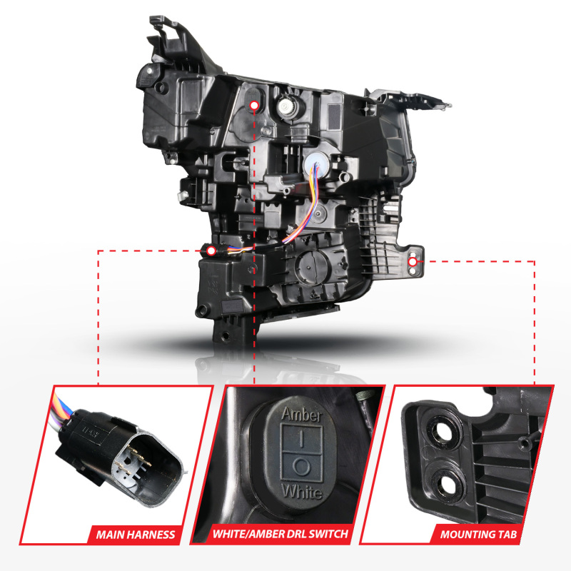 Chevrolet Tahoe LED/Projector Headlights - Left Side - ANZO - Light Bar Style w/ Sequential DRL - Black - `21-`23