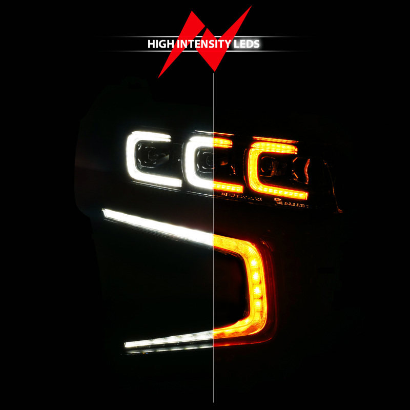 Chevrolet Tahoe LED/Projector Headlights - Right Side - ANZO - LED Light Bar Style with Sequential DRL - Black - `21-`23