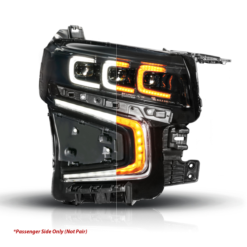 Chevrolet Tahoe LED/Projector Headlights - Right Side - ANZO - LED Light Bar Style with Sequential DRL - Black - `21-`23