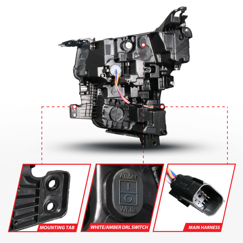 Chevrolet Tahoe LED/Projector Headlights - Right Side - ANZO - LED Light Bar Style with Sequential DRL - Black - `21-`23