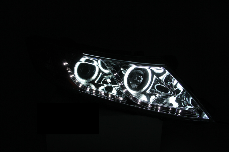 Kia Optima Projector Headlights - ANZO - w/ Halo CCFL - Chrome - `11-`13
