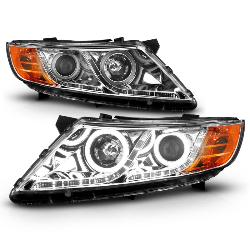 Kia Optima Projector Headlights - ANZO - w/ Halo CCFL - Chrome - `11-`13