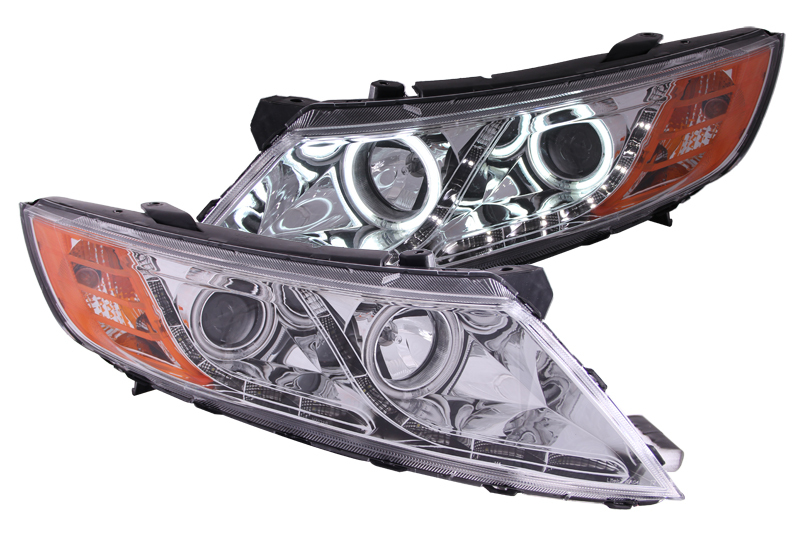 Kia Optima Projector Headlights - ANZO - w/ Halo CCFL - Chrome - `11-`13