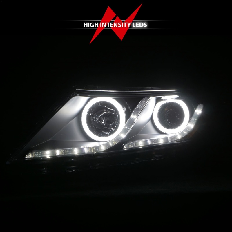Kia Optima Projector Headlights - ANZO - CCFL w/ Halo, Clear Lens, Black Housing - Black - `11-`13