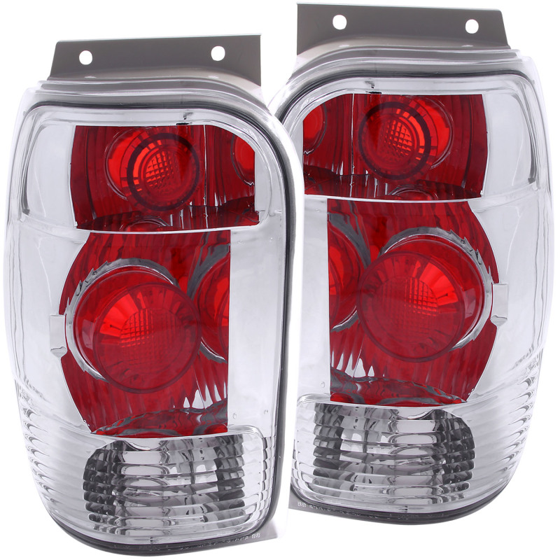 Ford Explorer Taillights - Rear - ANZO - Clear Lens, Chrome Housing - Chrome - `98-`01