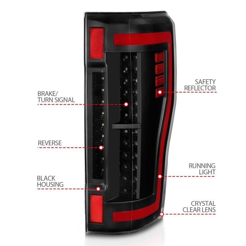 Ford F-350 LED Taillights - Rear - ANZO - Black/Clear - `17-`27
