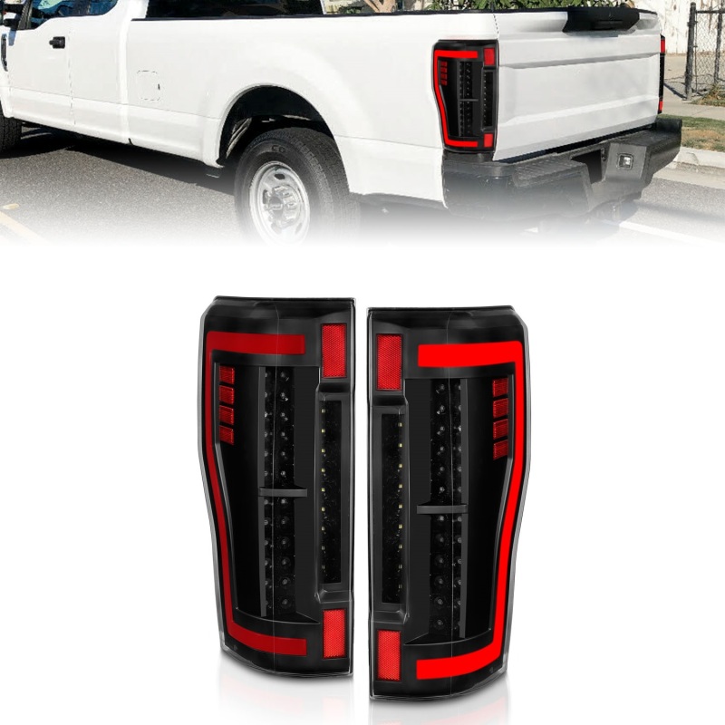 Ford F-450 LED Taillights - Rear - ANZO - Black/Clear - `17-`27