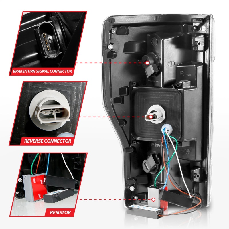 Ford F-450 LED Taillights - Rear - ANZO - Black/Clear - `17-`27