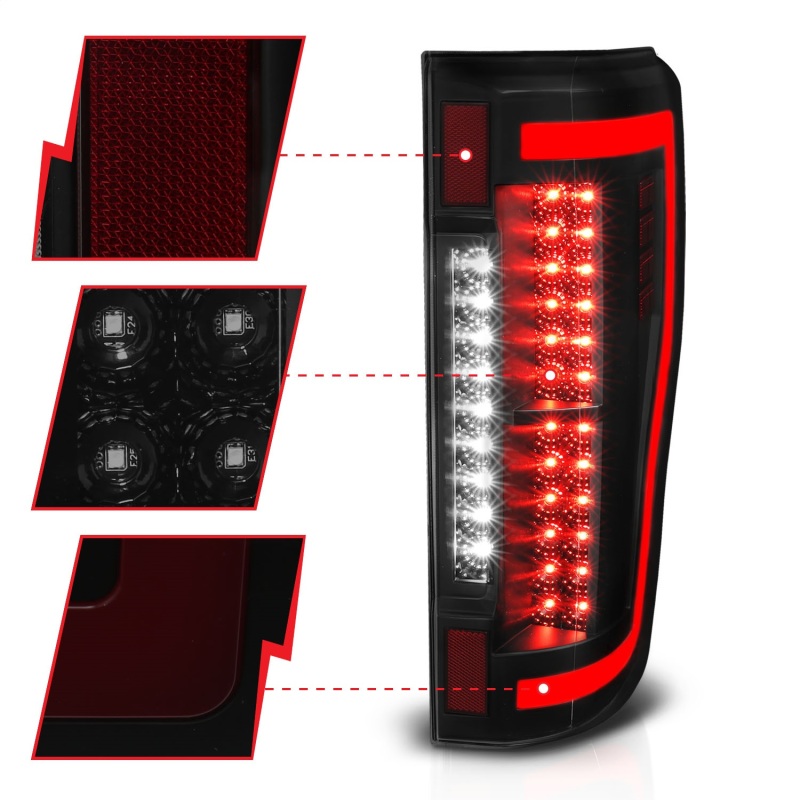 Ford F-450 LED Taillights - ANZO - Black/Smoke - `17-`27