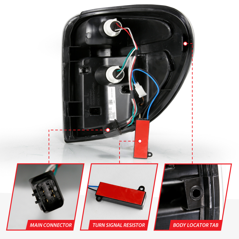 Dodge Grand Caravan LED Taillights - ANZO - Light Bar - Black Housing Smoke Lens - `04-`07