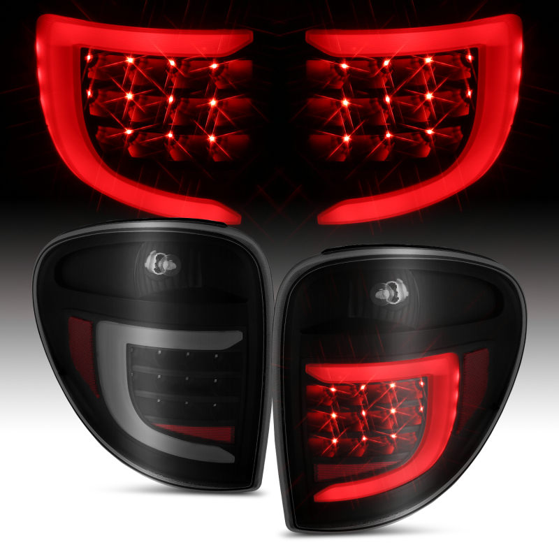 Dodge Grand Caravan LED Taillights - ANZO - Light Bar - Black Housing Smoke Lens - `04-`07