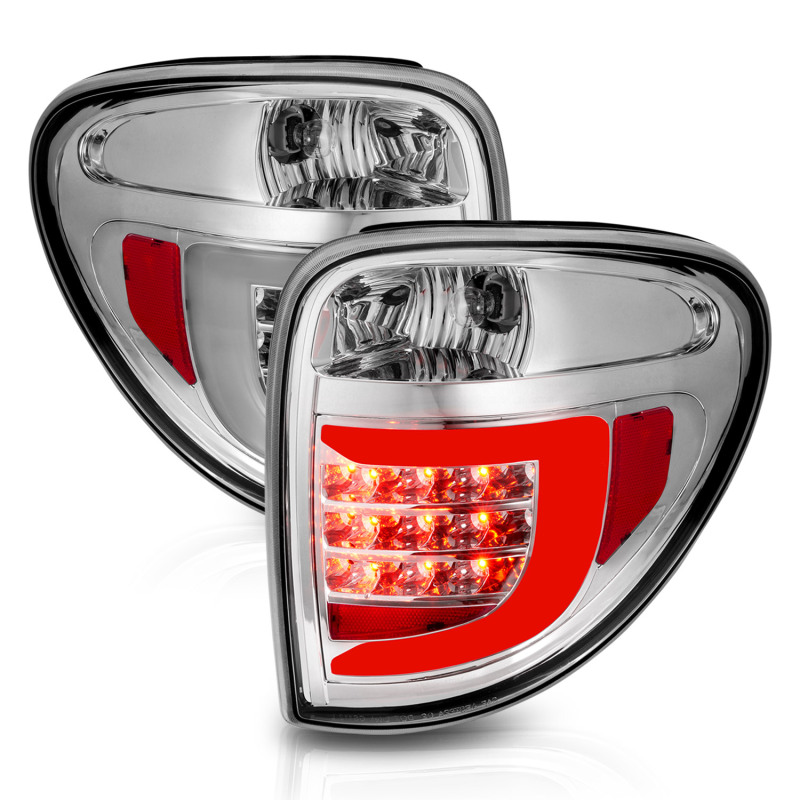 Dodge Grand Caravan LED Taillights - Rear - ANZO - w/ Light Bar - Chrome Housing Clear Lens - `04-`07