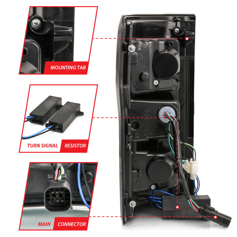 Ford F-150 LED Taillights - Rear - ANZO - LED; Chrome Lens; Black Housing; Red/White Light Color - Chrome - `18-`19