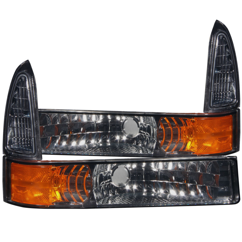 Ford Excursion Parking Light Assembly - ANZO - Euro with Amber Reflector - Smoke - `00-`04