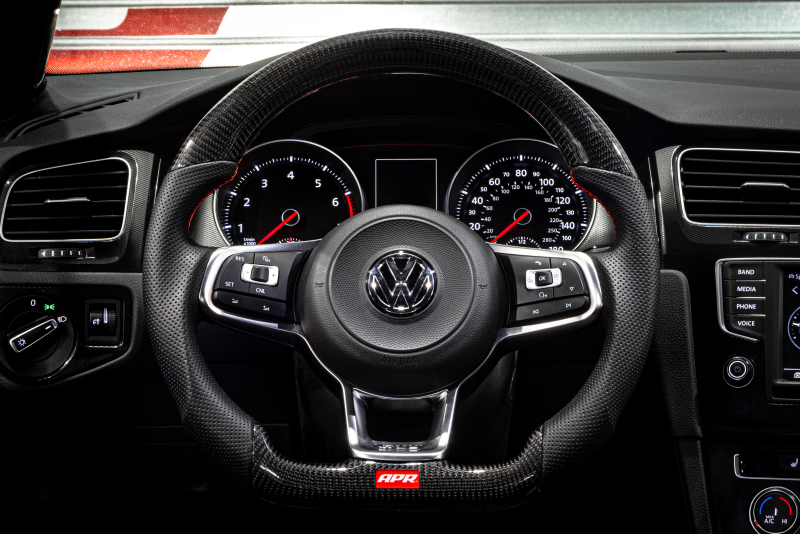 Volkswagen Golf R Steering Wheel - APR - Carbon Fiber & Perforated Leather, Red Stitching - Red - `15-`19